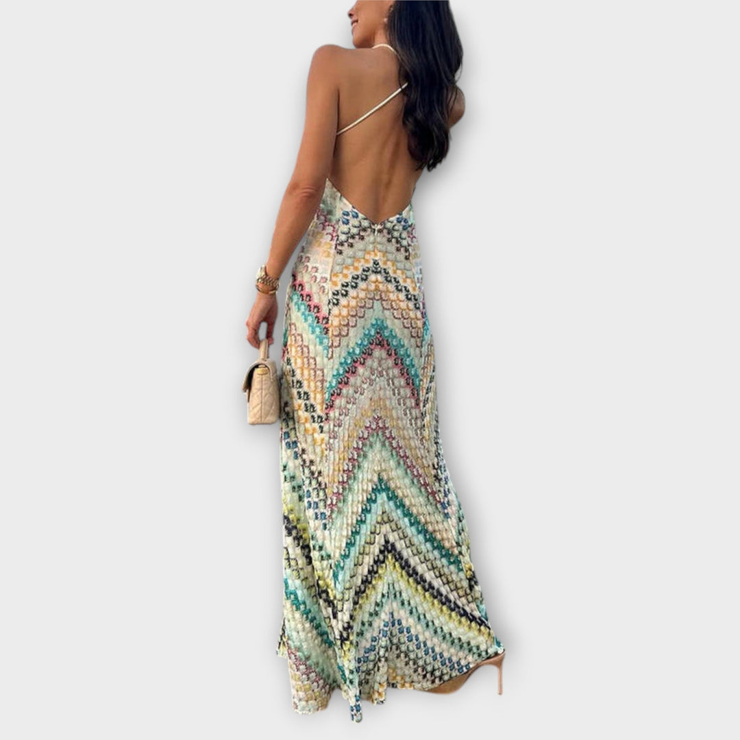 Stylish green V-neck long maxi dress for women. Ankle length, relaxed & comfortable fit, ideal for day or night.