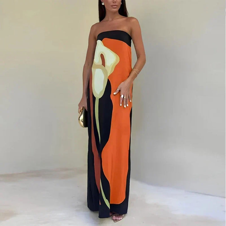 Casual women's vibrant maxi dress, a flowing summer style perfect for beach or holiday fashion.