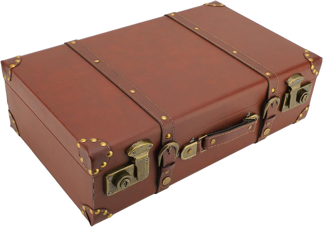 Elegant vintage leather travel case. Brown carry-on bag with secure alloy lock, perfect for stylish unisex trips.