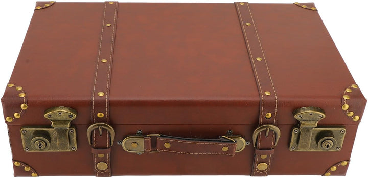 Decorative vintage brown leather storage box. Stylish unisex trunk, also ideal as an overnight carry-on case.