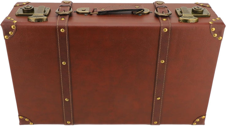 Brown vintage leather luggage. Unisex carry-on overnight bag with alloy lock for secure and stylish travel.