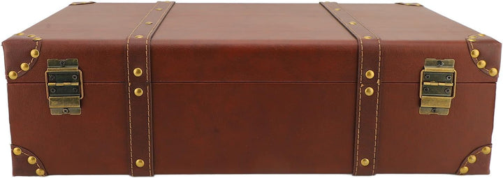 Durable vintage brown leather carry-on case. Unisex overnight bag with an elegant alloy lock for travel.