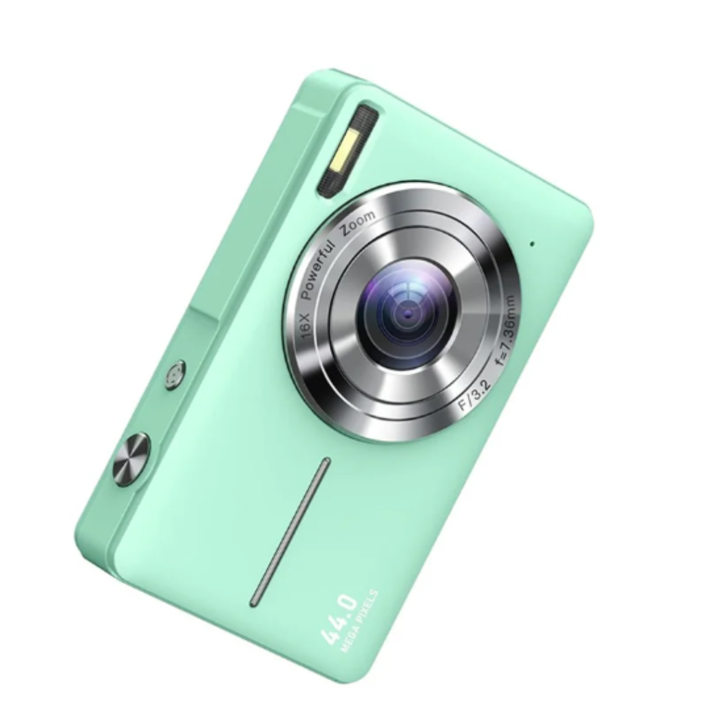 Compact vintage digital camera, perfect for travel & retro photography. Easy to use, lightweight 1080p video recorder.