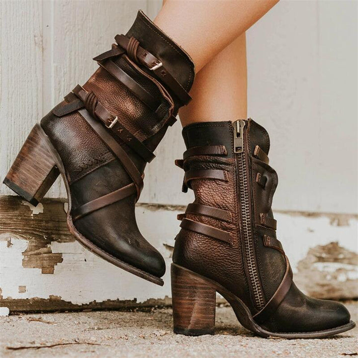 Comfortable vintage style women's ankle boots, ideal fall/winter footwear with orthopedic support.