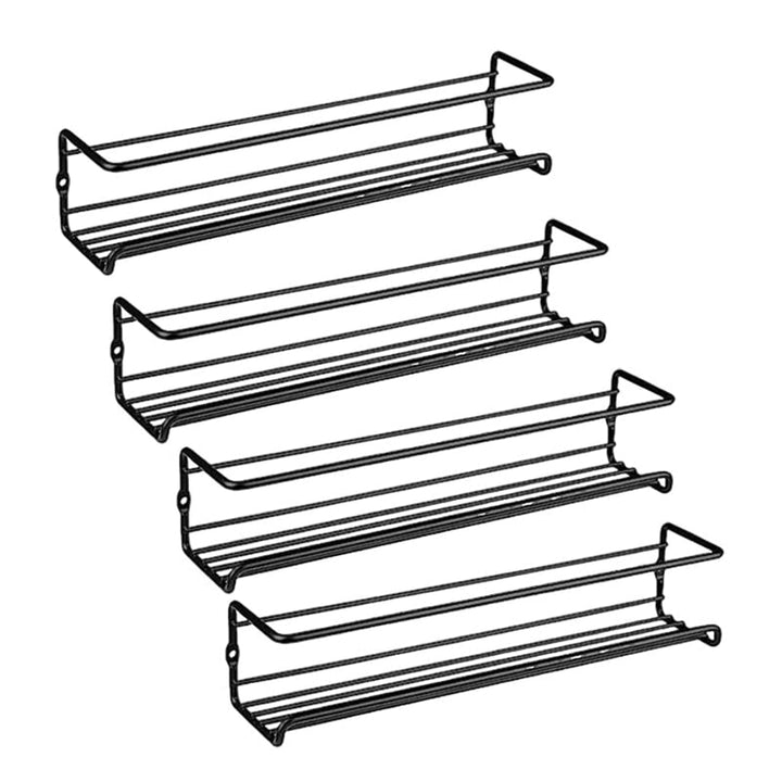 Packaging shot showcasing the wall-mounted carbon steel spice rack for easy kitchen installation.