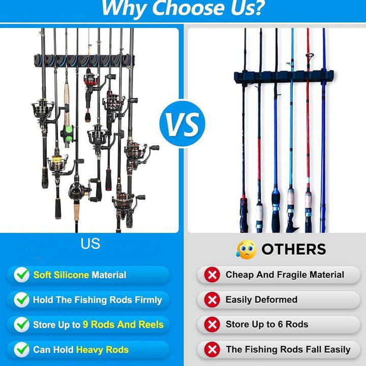 Wall Mounted Fishing Rod Rack & Storage Holder