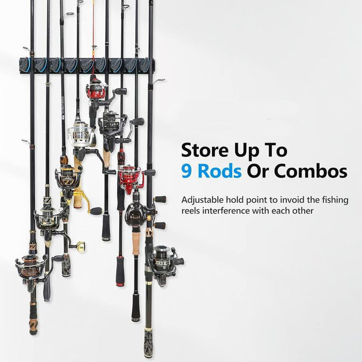 Wall Mounted Fishing Rod Rack & Storage Holder