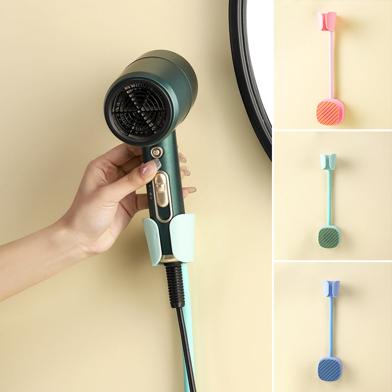 Wall mounted hair dryer holder, bathroom storage organizer for styling tools, keeps counter tidy