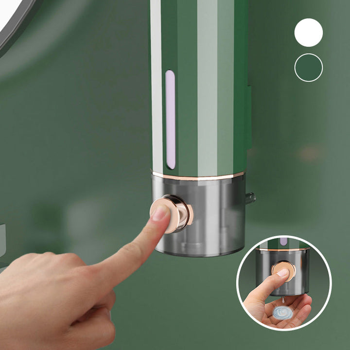 Wall mounted manual soap dispenser for bathroom, elegant white finish, perfect for liquid soap and lotion