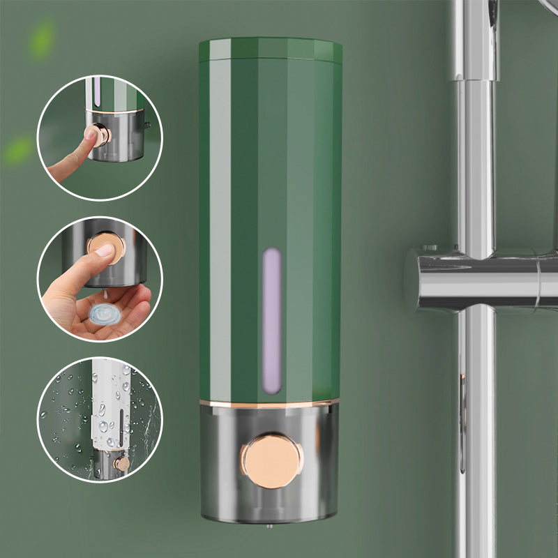 Space-saving wall mounted manual soap dispenser, keeps sinks clutter-free and promotes good hygiene