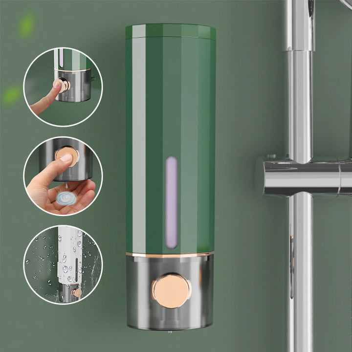 Space-saving wall mounted manual soap dispenser, keeps sinks clutter-free and promotes good hygiene