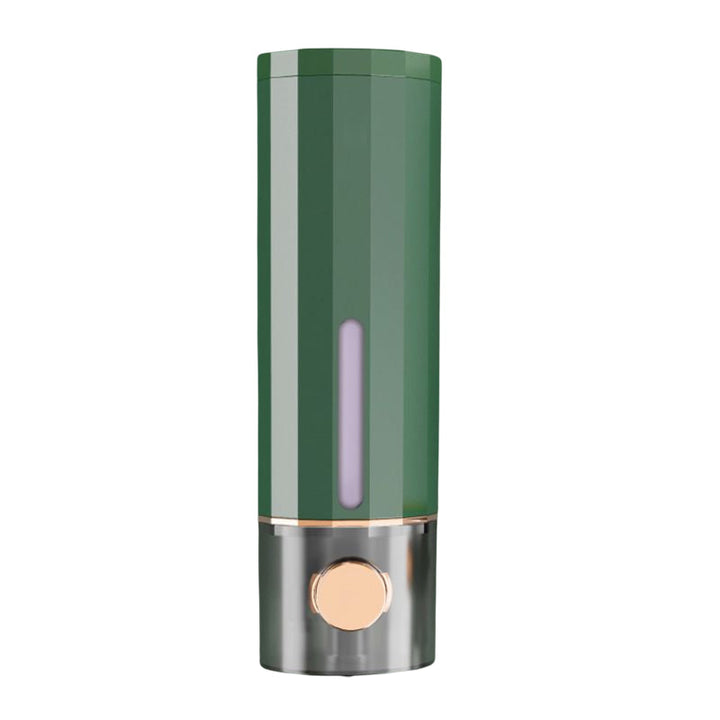 Wall mounted manual soap dispenser in a modern minimalist design, blends with any home decor