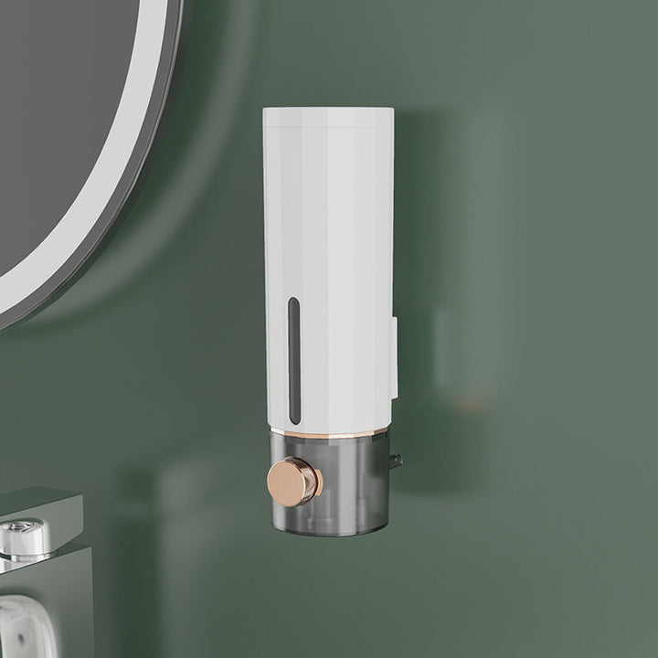 Multi-purpose wall mounted manual soap dispenser for shampoo, conditioner, body wash, or hand soap
