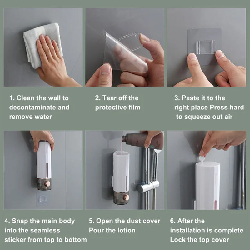 Wall mounted manual soap dispenser with large capacity, reducing frequency of refills in busy kitchens