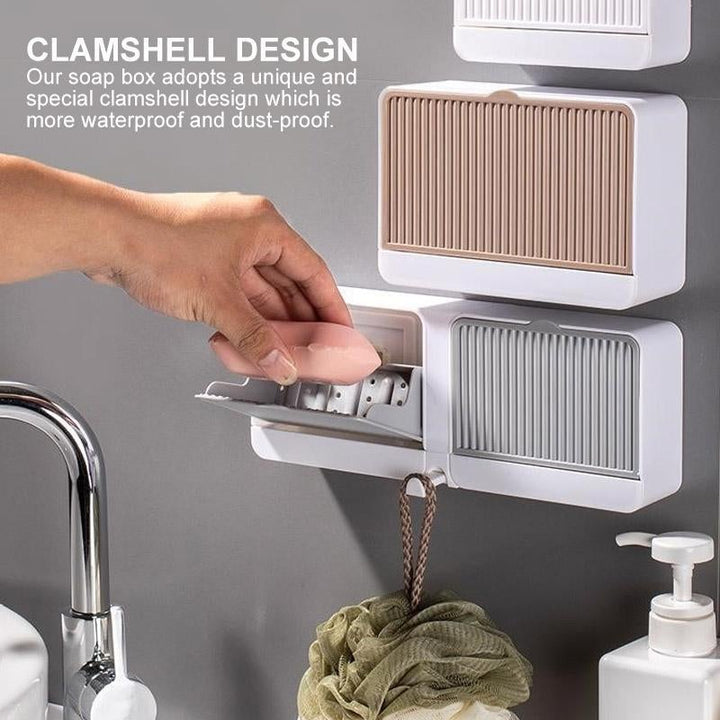 Bathroom wall-mounted soap dish with drainage slots, keeping soap dry and extending its life, easy installation.