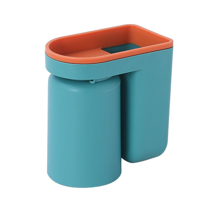 ABS plastic wall-mounted toothbrush and cup holder, ideal for modern bathroom organization.