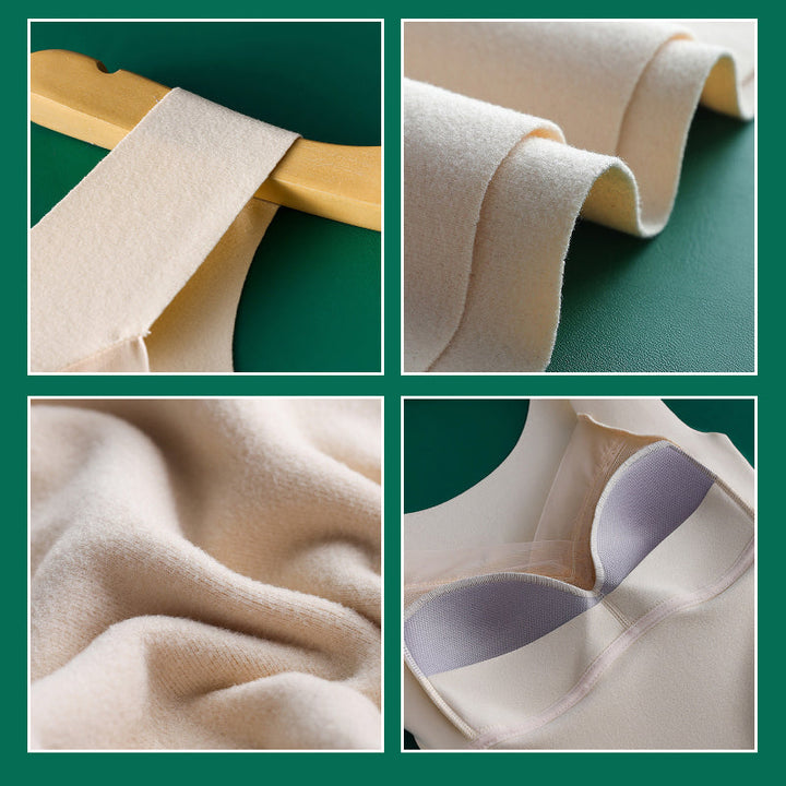 Women's thermal built-in bra camisole, ideal for cold weather, white color