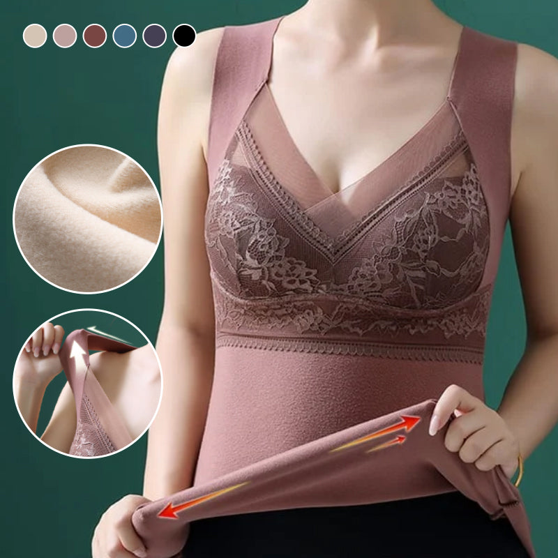 Seamless polyester thermal camisole for women, featuring a supportive built-in bra