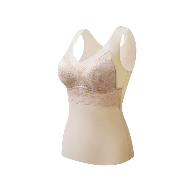 Stylish women's thermal camisole top with built-in bra, perfect for cool days