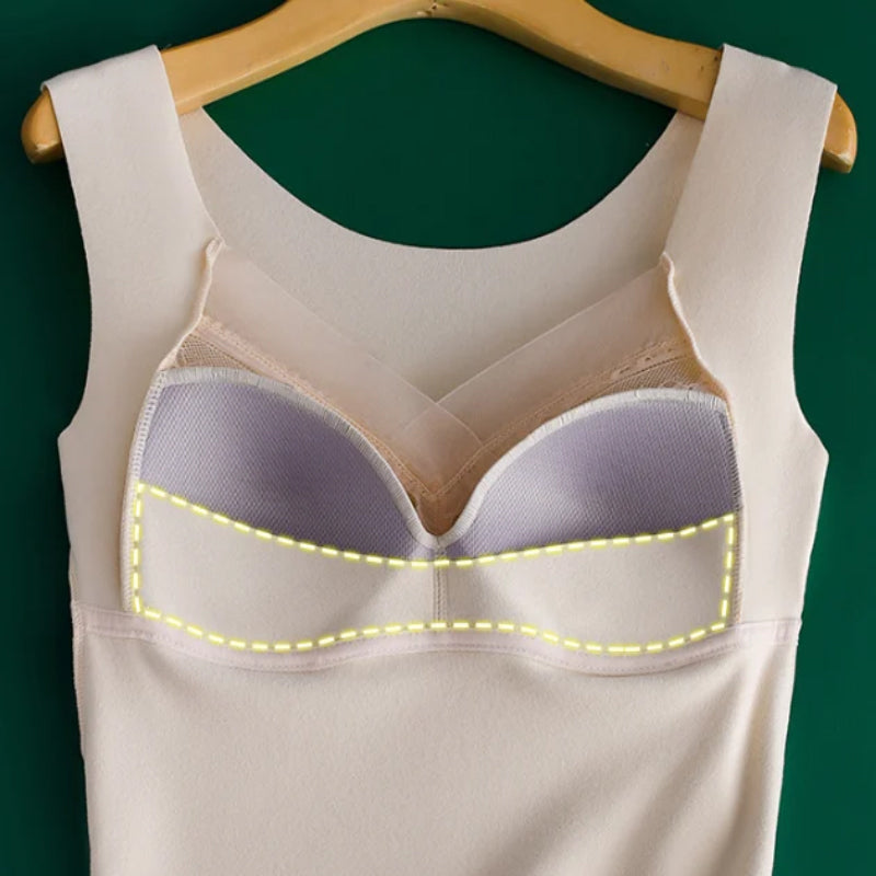 Layering essential: women's warm thermal camisole with integrated bra for comfort