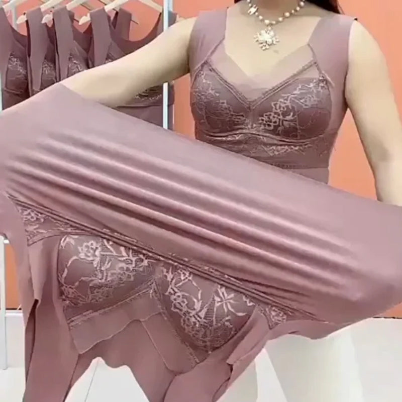 Sleek women's thermal camisole in polyester, featuring an integrated supportive bra