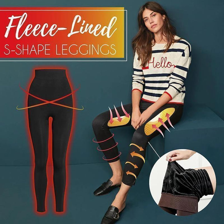Warm women's thermal fleece lined winter leggings, ideal for cold weather comfort and layering.
