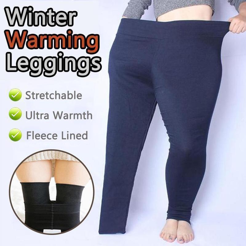 Women's winter leggings with a smooth outer fabric and a plush thermal fleece lining.
