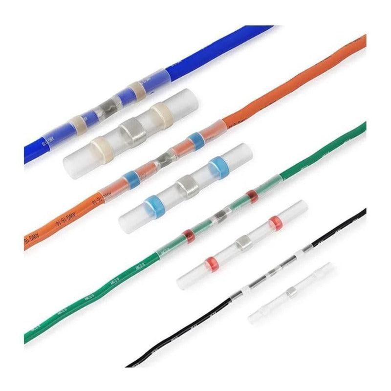Marine-grade waterproof solder seal wire connectors protecting electrical splices from water