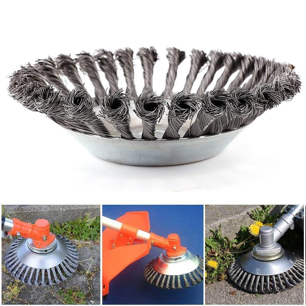 Heavy-duty steel wire weed brush, universal fit for various trimmer models