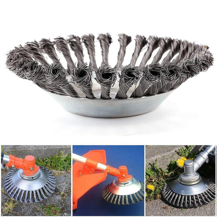 Heavy-duty steel wire weed brush, universal fit for various trimmer models