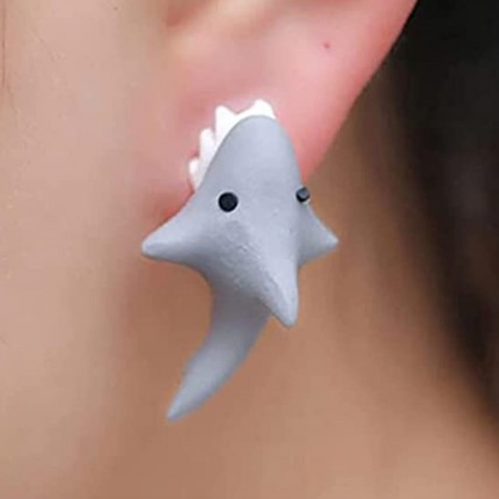 Cute women's animal bite stud earrings, novelty playful jewelry for her