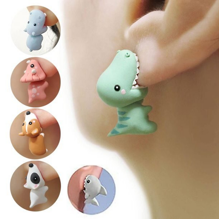 Novelty animal bite stud earrings, a unique metal jewelry gift for women