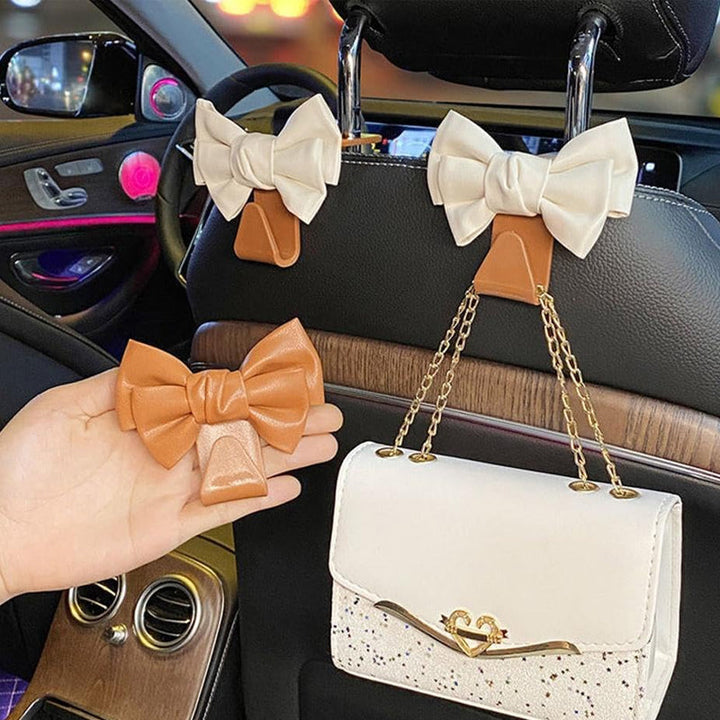 Elegant bowknot car accessories, seat back hooks enhance auto interior style and function