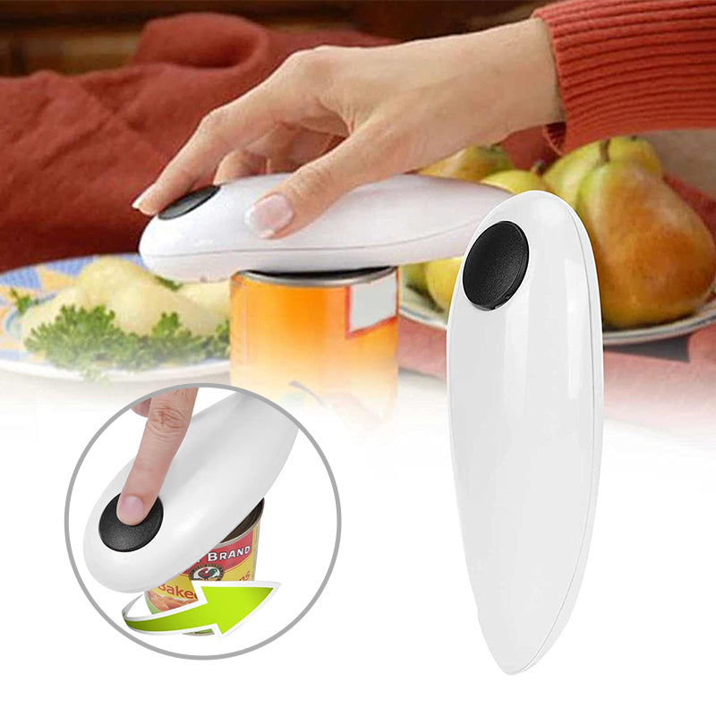 Close-up of electric can opener, automatic function, kitchen gadget for effortless can opening
