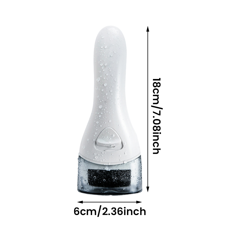Electric callus remover in action on a foot, showing the removal of tough skin for smoother feet