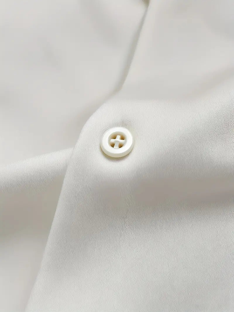 Navy men's slim fit long sleeve dress shirt, a smart casual button-down for business or events.