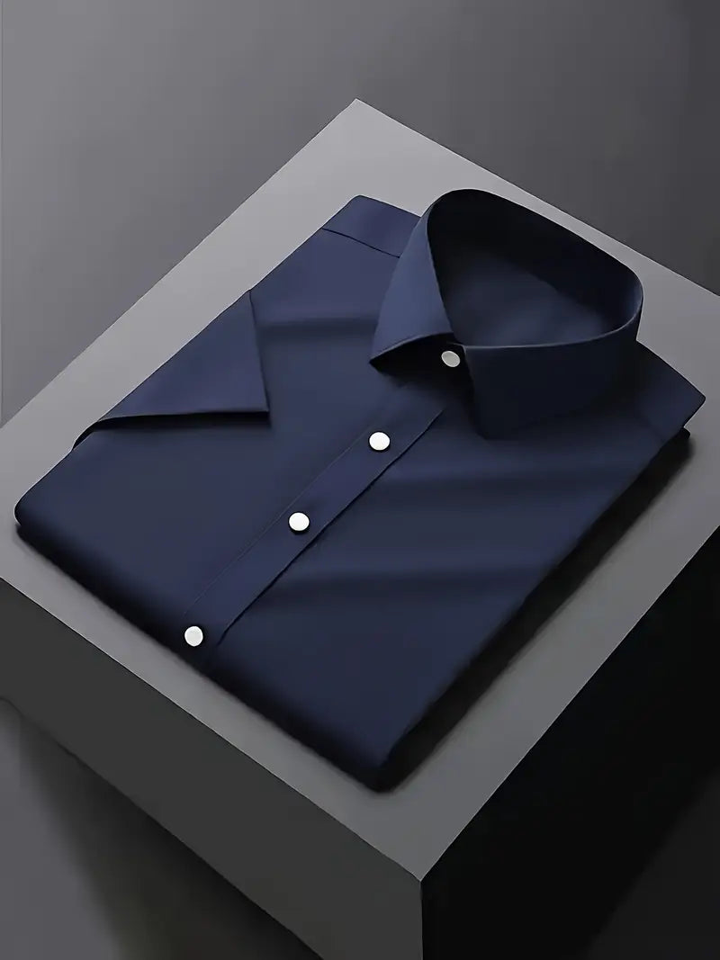 Elegant men's long sleeve dress shirt for formal business meetings and smart casual events.