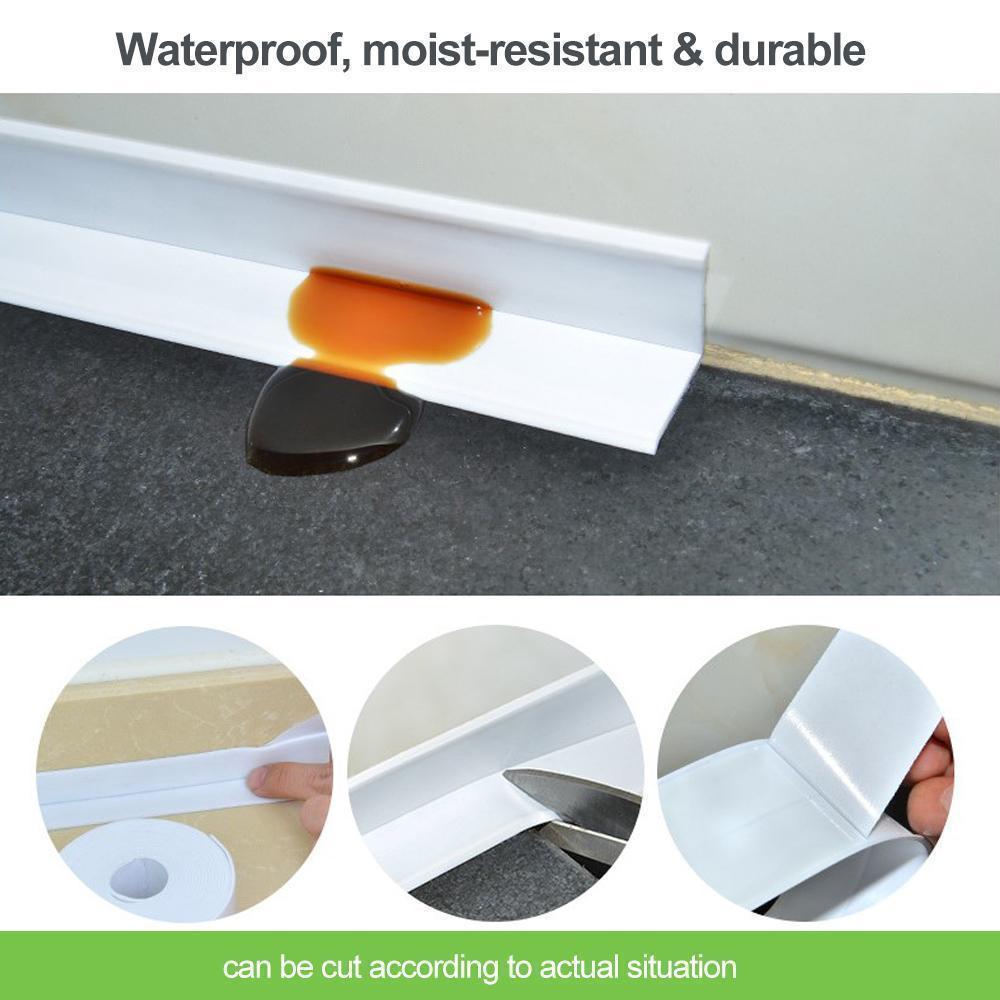 Waterproof adhesive caulk tape applied along a bathroom sink, creating a tight and waterproof seal