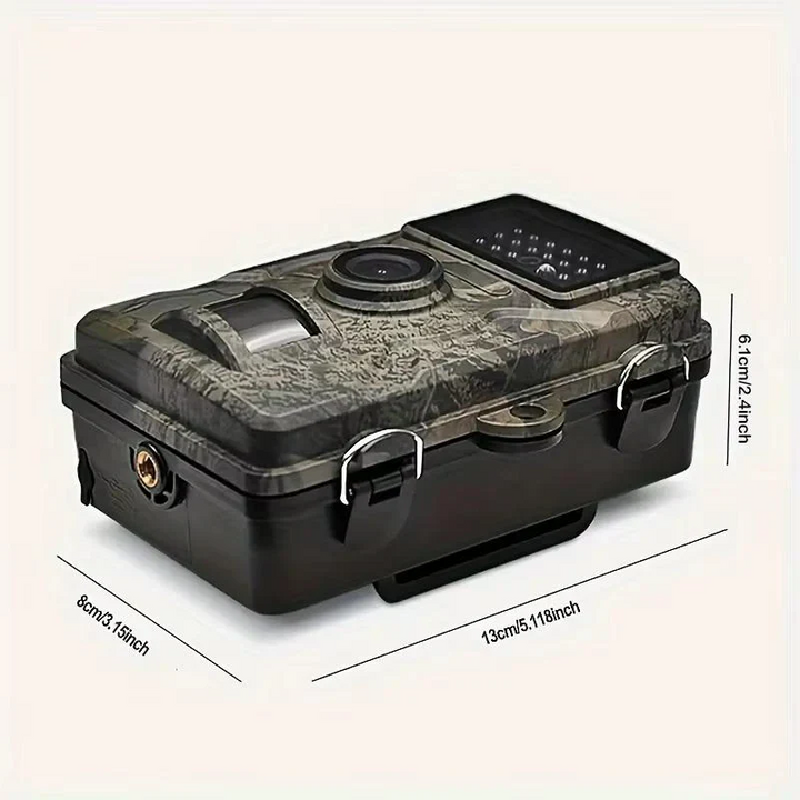 Hunting trail camera with powerful night vision for animal monitoring & nature observation. Waterproof design.