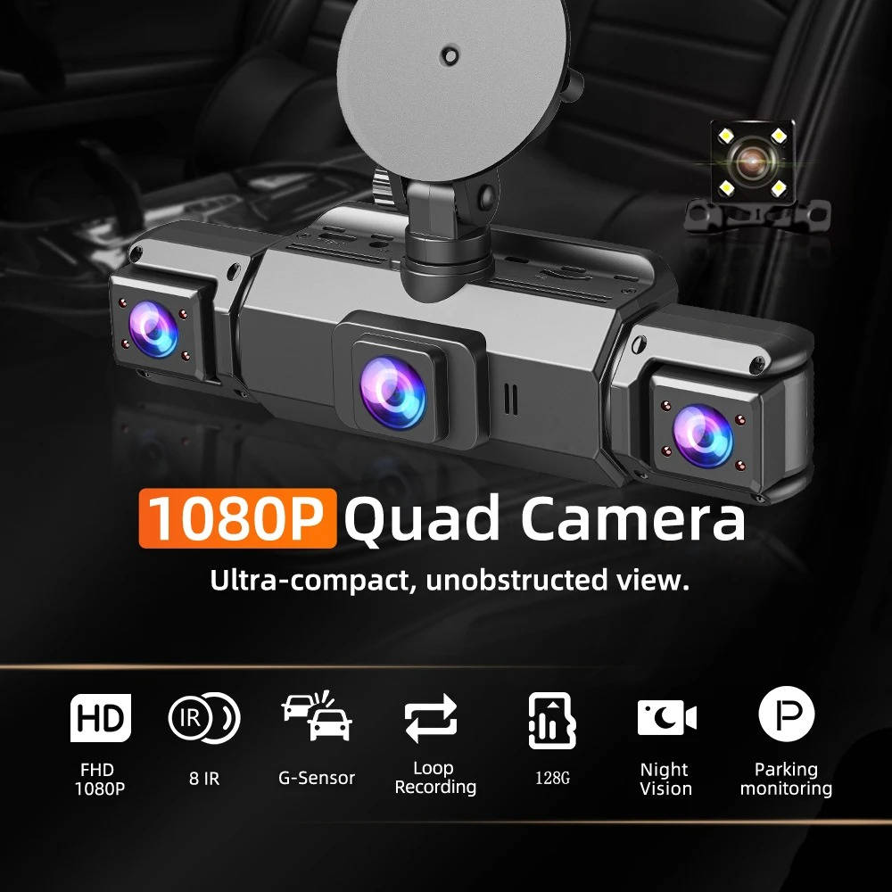 Tavvita wireless dashcam system, front & rear night vision for car safety, HD recording, parking monitor.