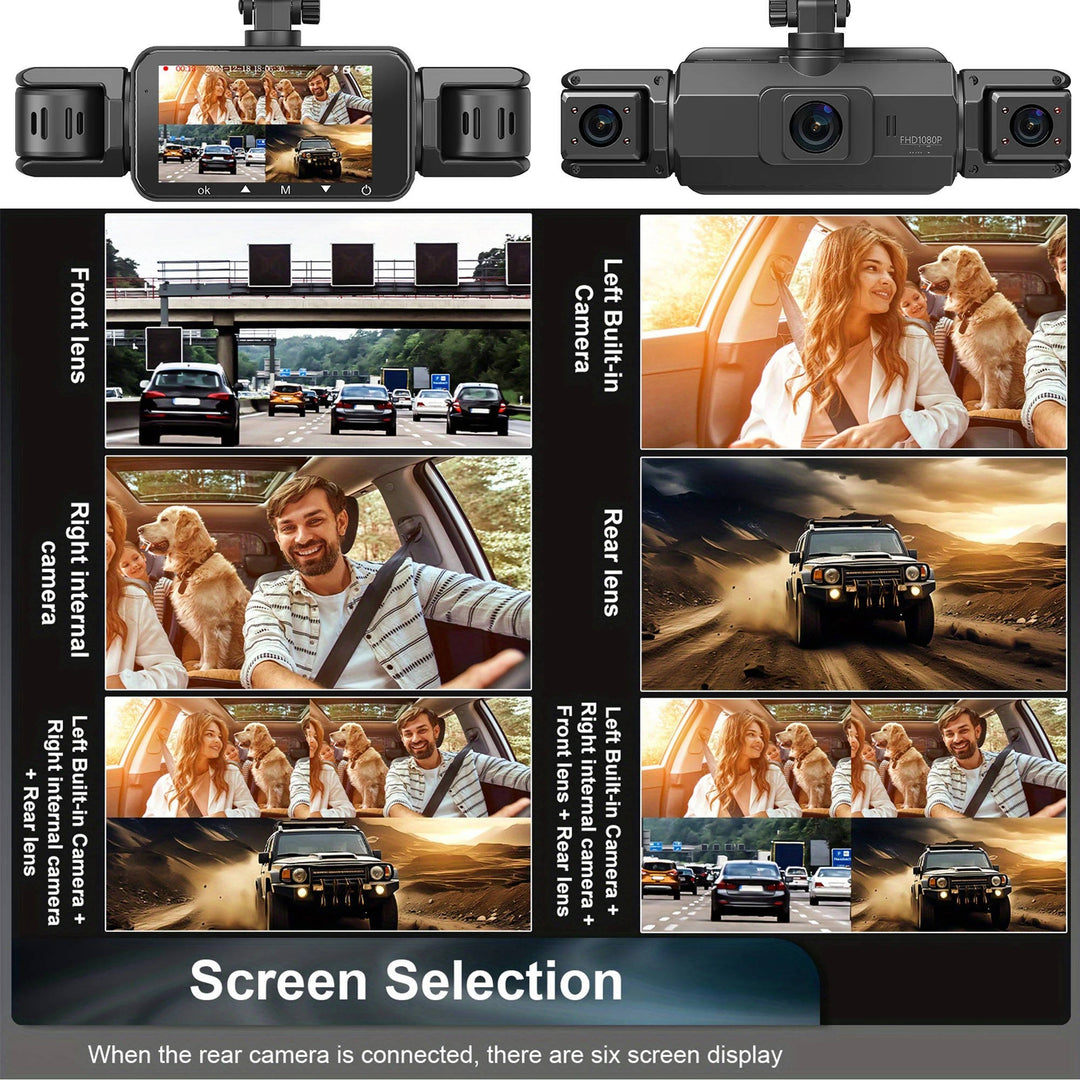 Front & rear night vision wireless dash camera, HD recording for vehicle security, G-sensor, car accessory.