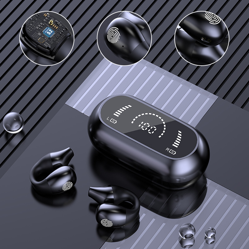 Wireless ear clip bone conduction headphones, an innovative open-ear Bluetooth headset for sports.