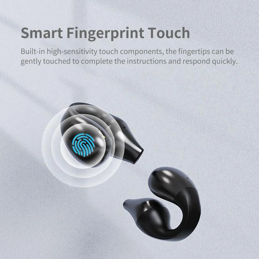 Bluetooth bone conduction headset on a runner, showcasing its stability during exercise.
