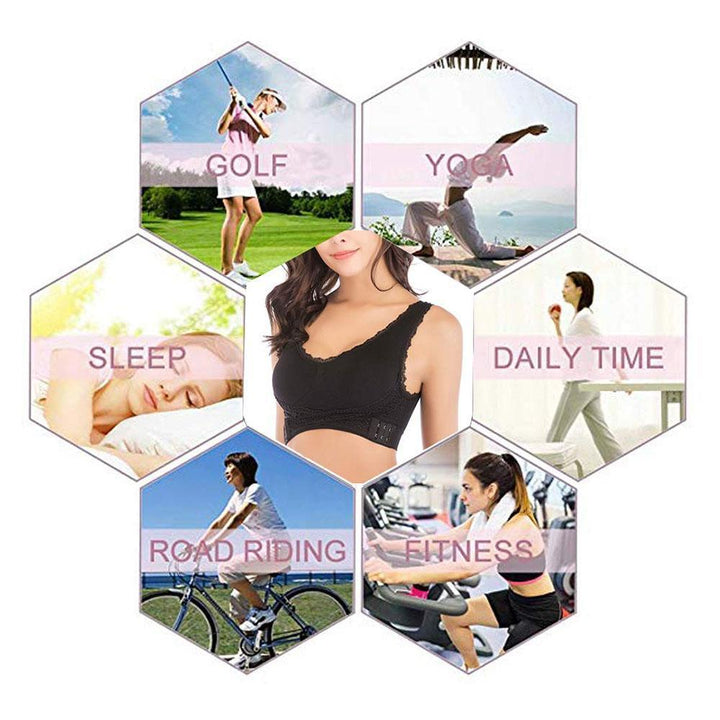 Women's front cross lift bra, wireless lace lingerie offering seamless comfort