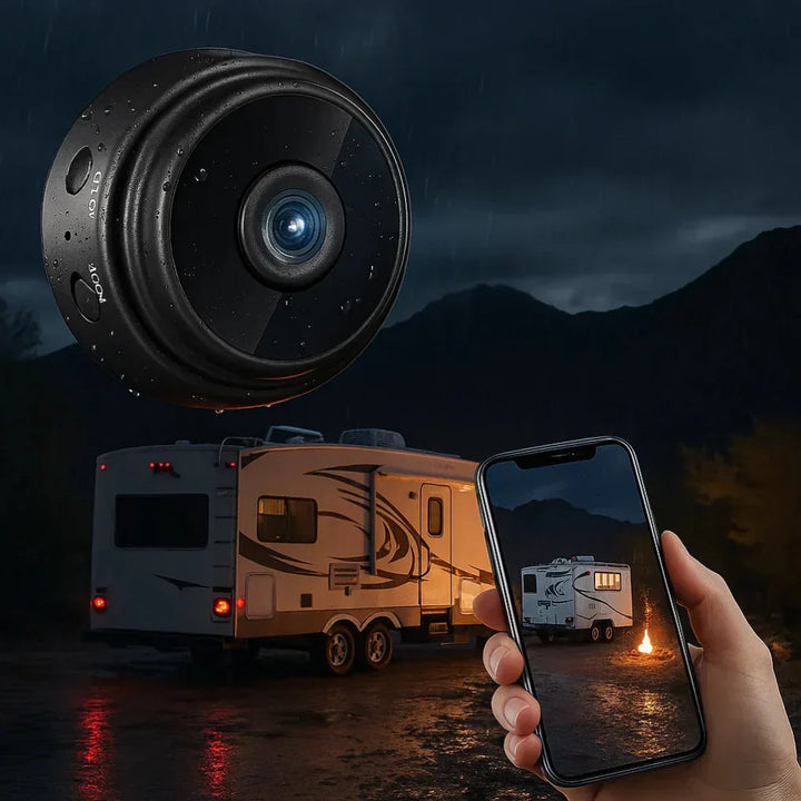 Wireless HD backup camera for RVs, trucks & trailers, enhancing vehicle safety with 1080p resolution.