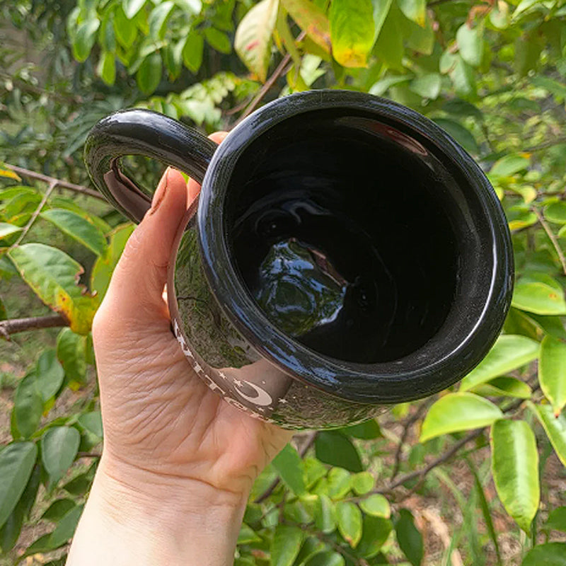 Fantasy-themed Witchy Cauldron Mug, perfect for hot beverages, adding magic to your Halloween decor