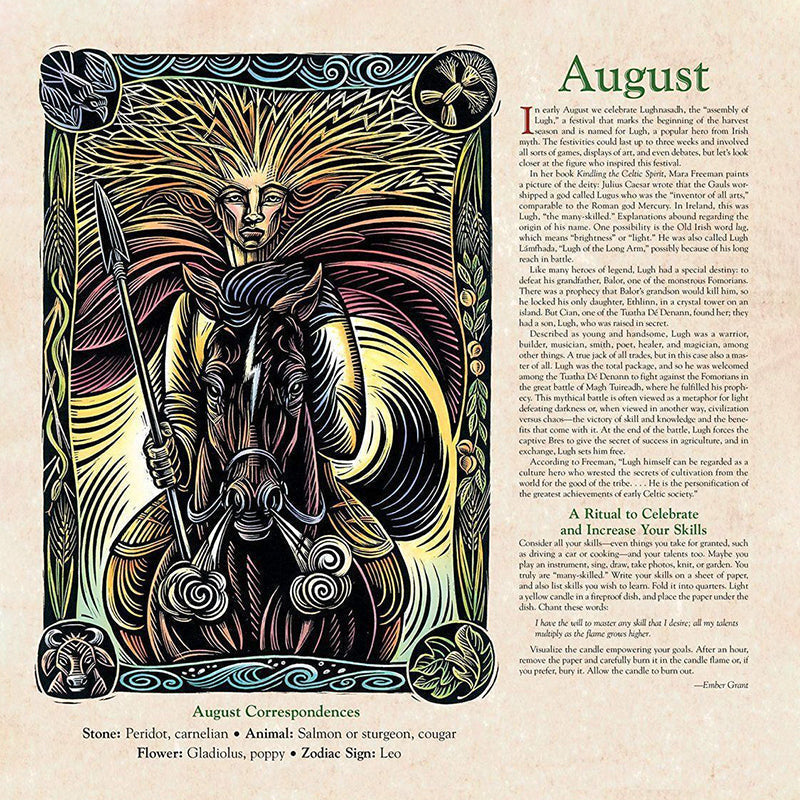 Open Witchy Wisdom Wall Calendar 2023 revealing a month's layout with enchanting magical designs.
