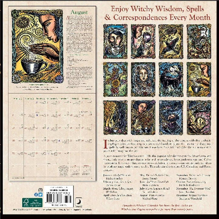 Collector's edition Witchy Wisdom 2023 paper calendar, ideal for organization and spiritual guidance.