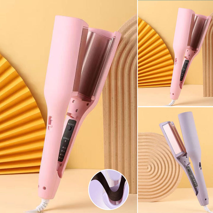Packaging for a 'Women's French Egg Wave Hair Curler', highlighting its salon-quality ceramic plates for shiny hair