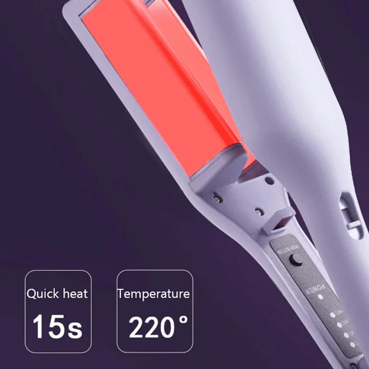 Detailed view of the tourmaline-ceramic barrels of the French egg wave hair curler, ensuring even heat distribution